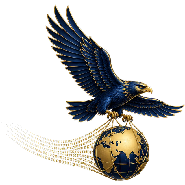 Arendlabs emblem: an eagle in flight carrying a gold globe